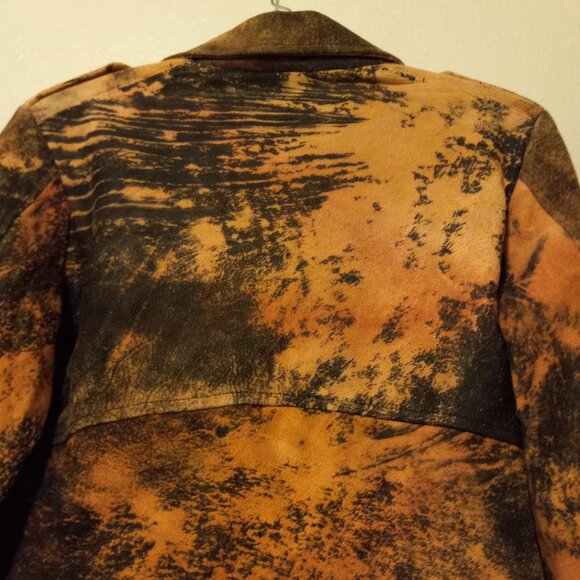 Alyson Eastman Distressed Cropped Lamb Leather Motorcycle Jacket Size S Rare - Picture 10 of 16